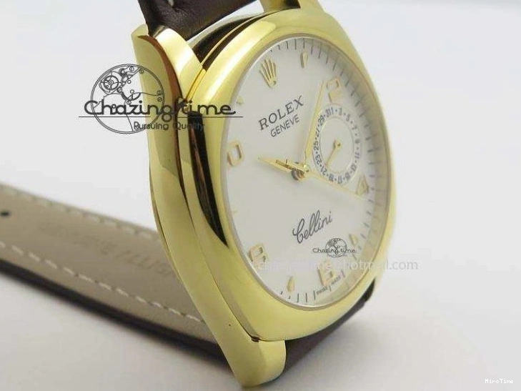 MiroTime 0328 Cellini Date YG White Numeral Dial On Brown Leather Strap A Affordable 3883